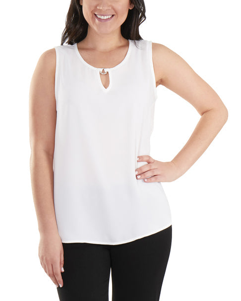 Sleeveless Keyhole Tank with Hardware Trim