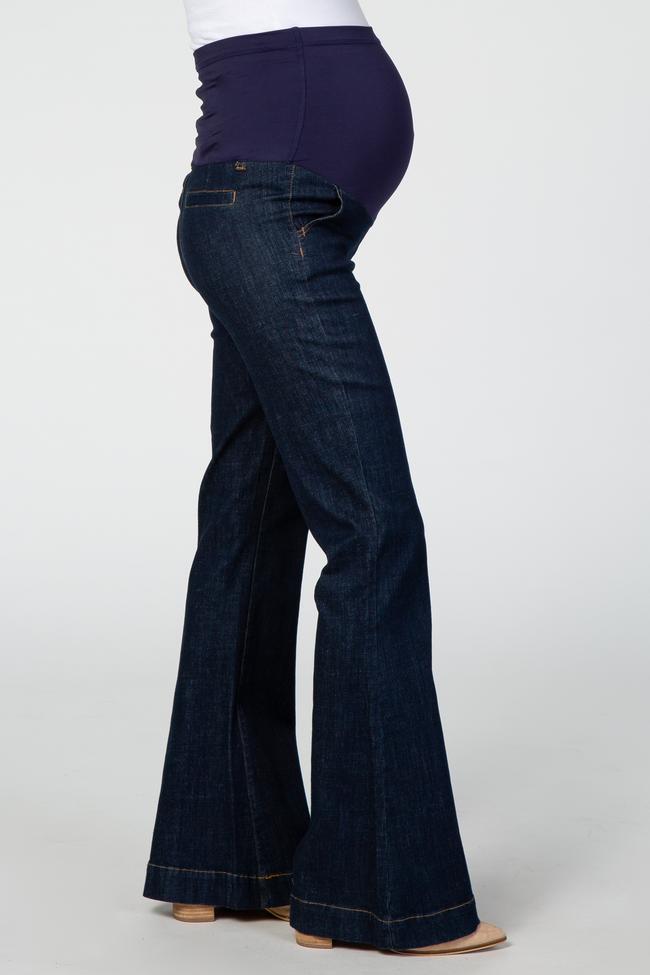 PinkBlush Navy Blue Flare Leg Maternity Jeans