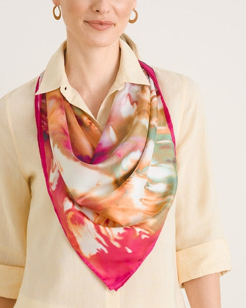 Floral-Print Silk Square Scarf