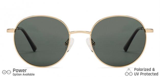 Gold Round Full Rim Unisex Sunglasses by Vincent Chase Polarized-138395