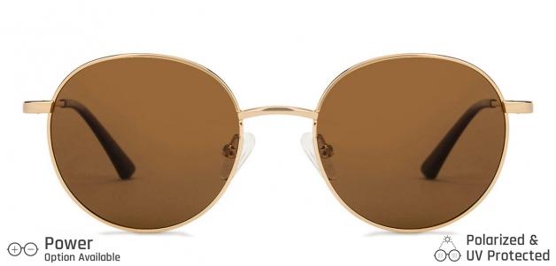 Gold Round Full Rim Unisex Sunglasses by Vincent Chase Polarized-138395