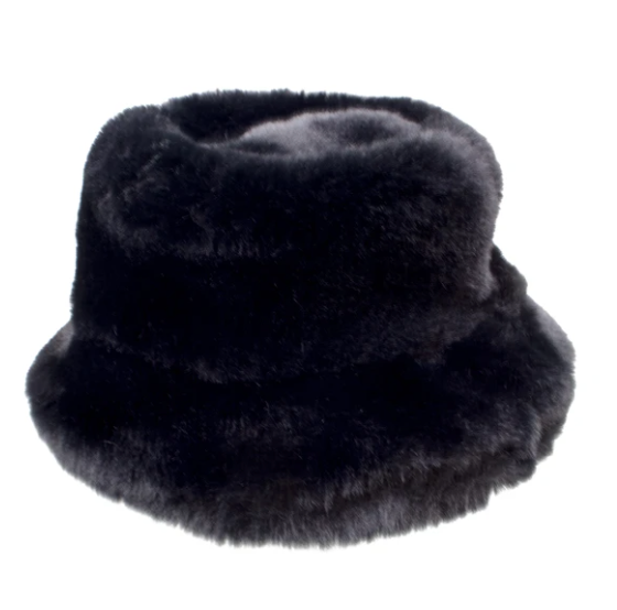 Black Faux Fur Bucket Hat - Final Sale