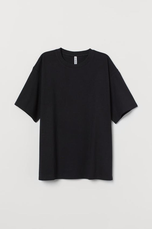 Black Wide-cut Cotton T-Shirt