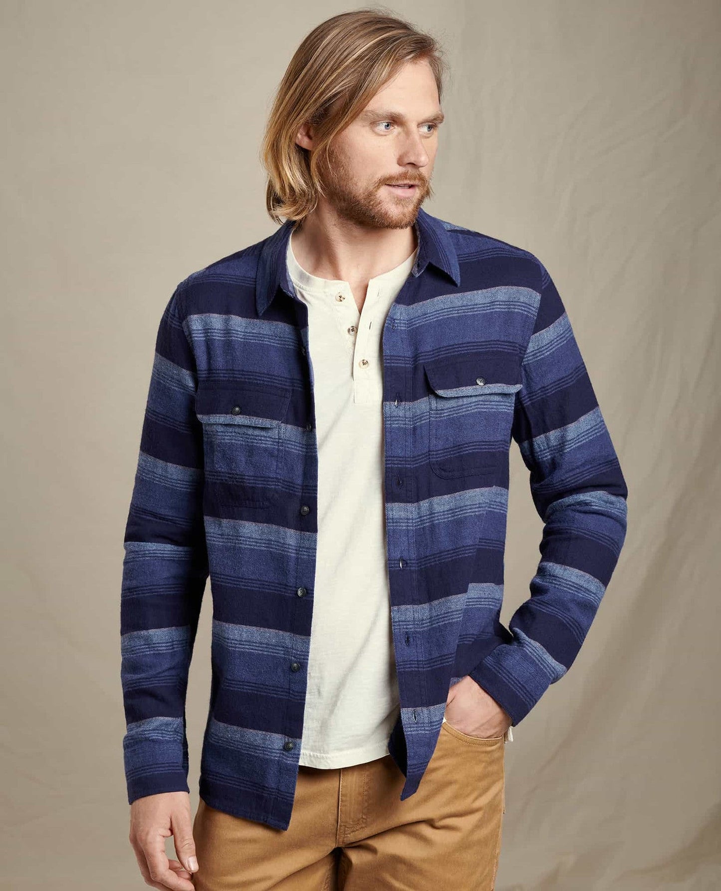 Indigo Flannel Long Sleeve Slim Shirt