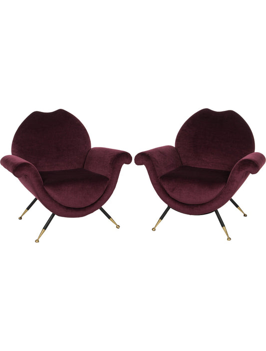 Pair of Munari Style Purple Mohair Chairs