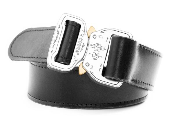 1.5" Matte Black Leather Gun Belt