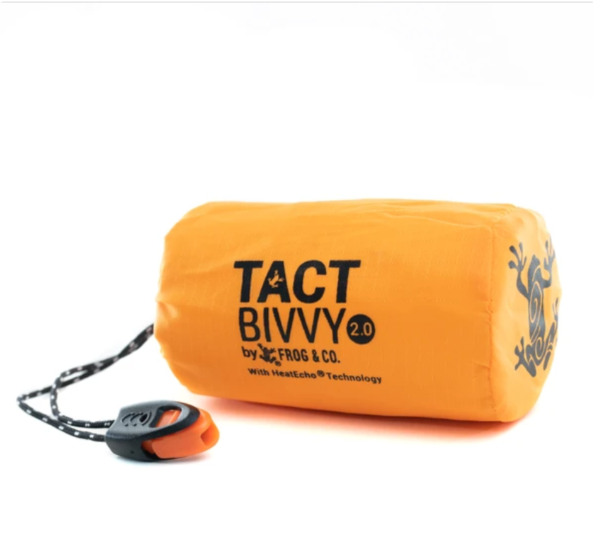 Tact Bivvy® 2.0 Emergency Sleeping Bag w/ HeatEcho® Technology, Paratinder, & Whistle by Frog & CO