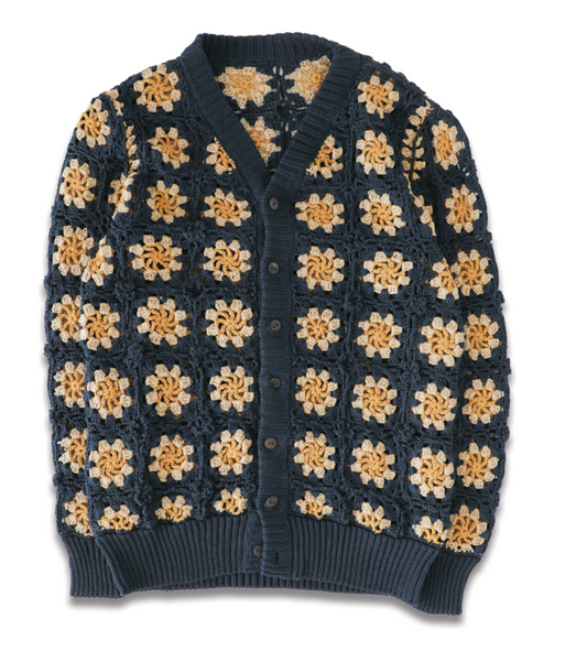 CORRIDOR HAND CROCHET PIMA CARDIGAN - NAVY