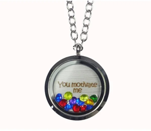Overstock - Pink Box 'You Motivate Me' Stainless Steel Love Message Locket