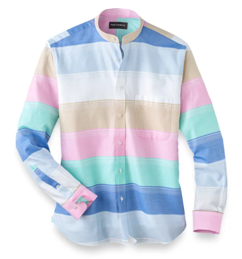 Paul Fredrick - Cotton Horizontal Stripe Casual Shirt