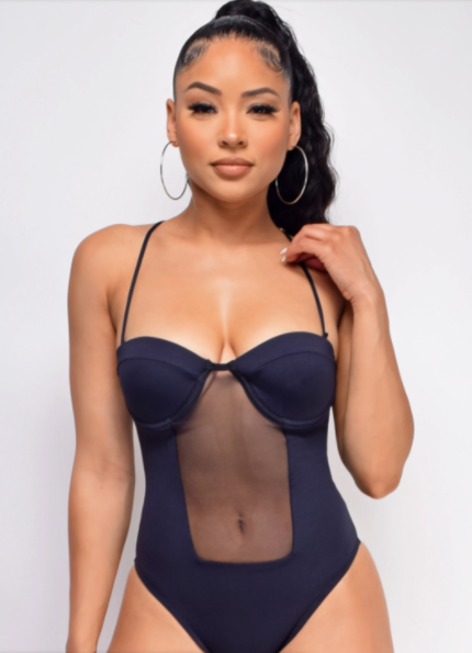 Andros Black Mesh Lace Up One Piece Swimsuit