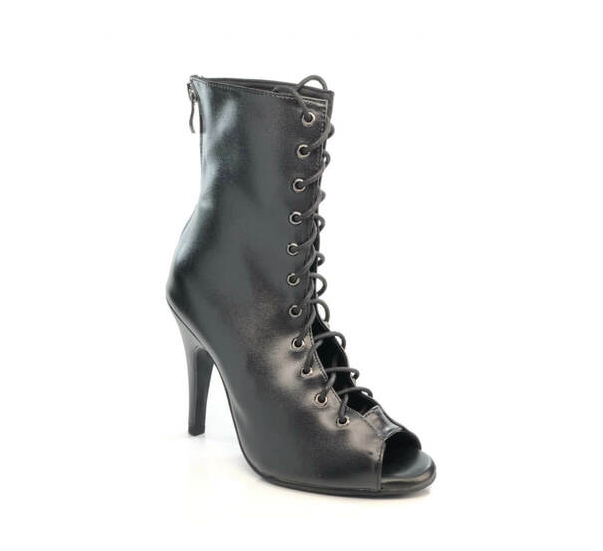 Oliviya - Black, Rubber Sole Open Toe Cut Out Bootie