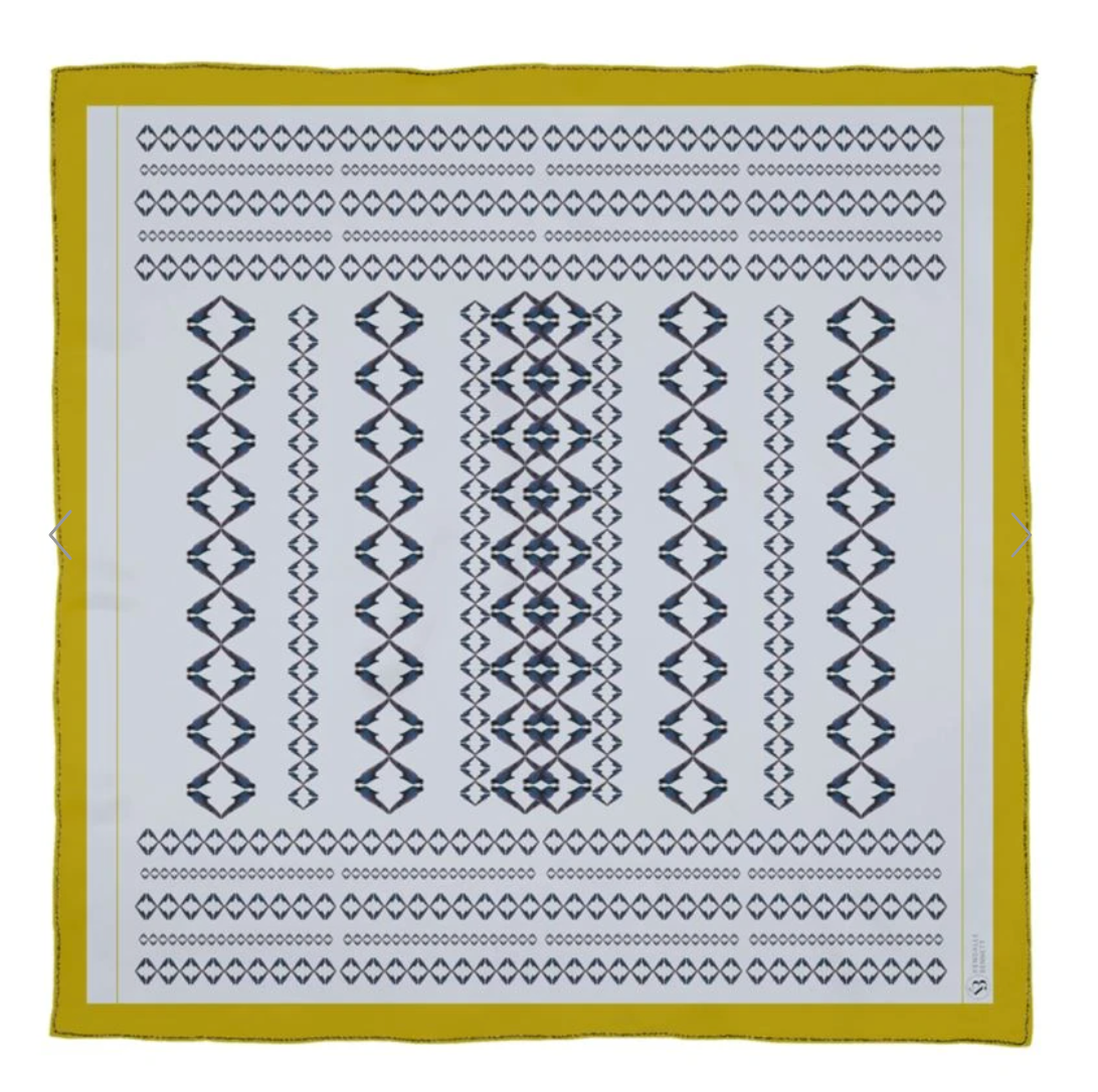 Bird Pattern with Citron Border Scarf