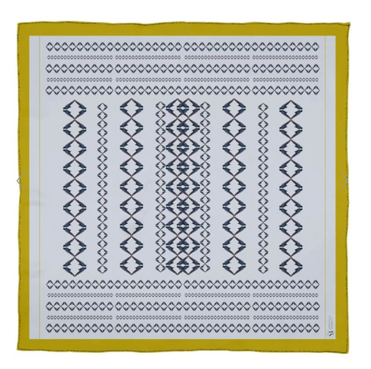 Bird Pattern with Citron Border Scarf