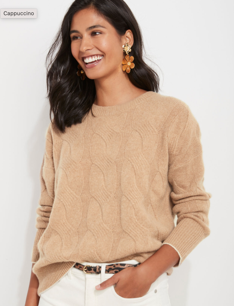Seaspun Cashmere Cable-Knit Crewneck Sweater