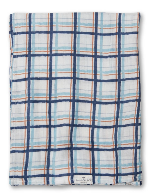 Muslin Swaddle - Blue Plaid