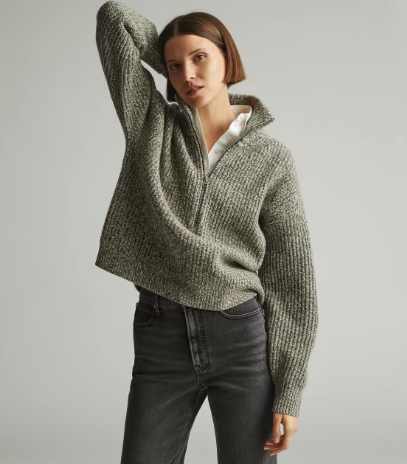 The Felted Merino Half Zip Sweater