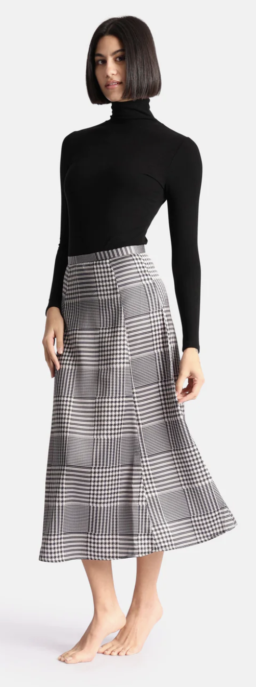 Houndstooth Silk Skirt