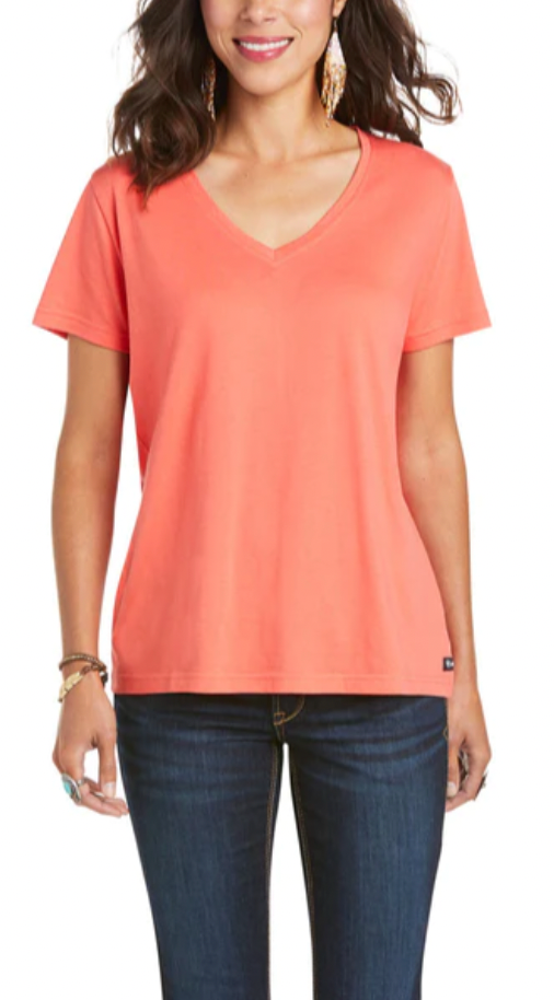 Ariat Ladies Element Coral Lipstick Short Sleeve T-Shirt 10035205
