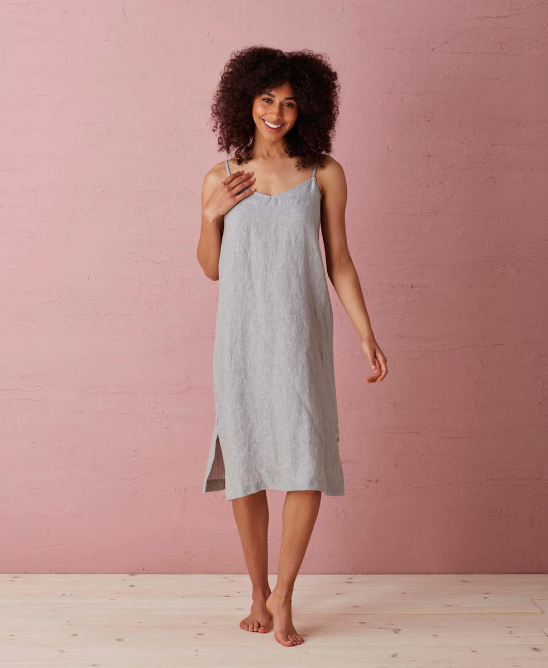 White Alice 100% Linen Cami Nightie