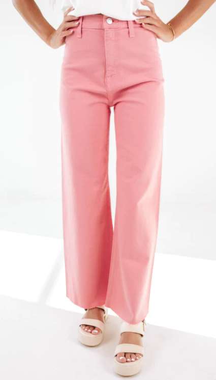 Pistola Penny Wide Leg Crop Jeans - Flamingo