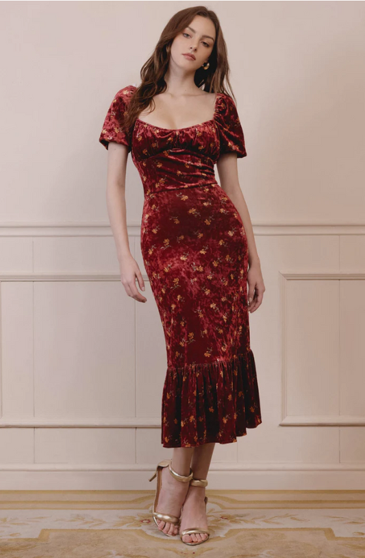Brielle Sweet Heart Neckline Velvet Dress