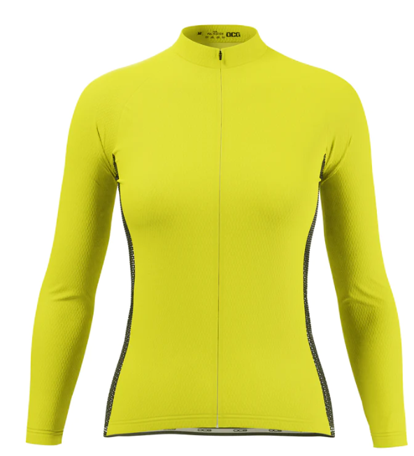 Women's High Viz Plain Colour Long Sleeve Cycling Jersey