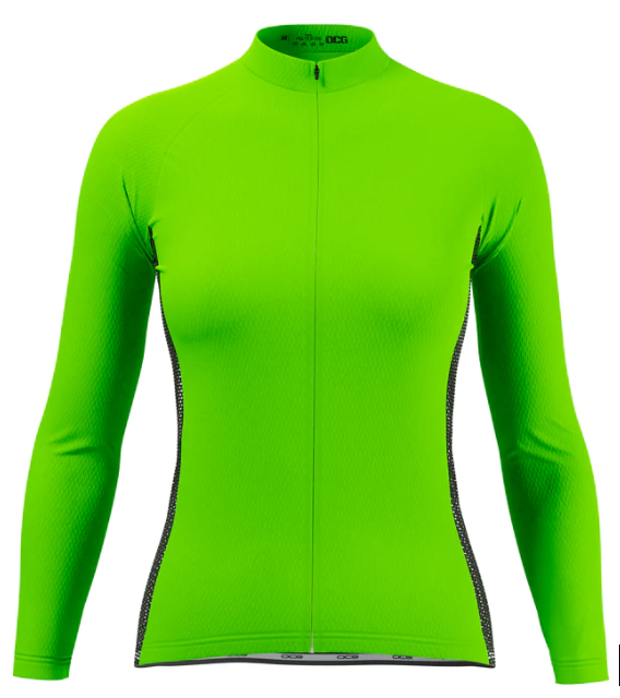 Women's High Viz Plain Colour Long Sleeve Cycling Jersey