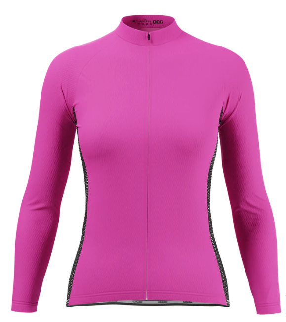 Women's High Viz Plain Colour Long Sleeve Cycling Jersey