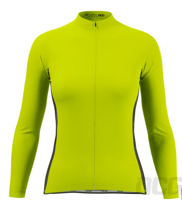 Women's High Viz Plain Colour Long Sleeve Cycling Jersey