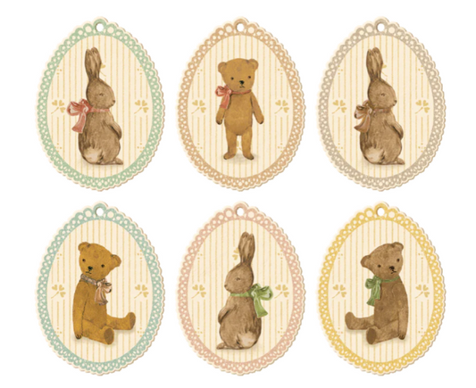 Gift Tags, Bunnies & Teddies - 12 pcs