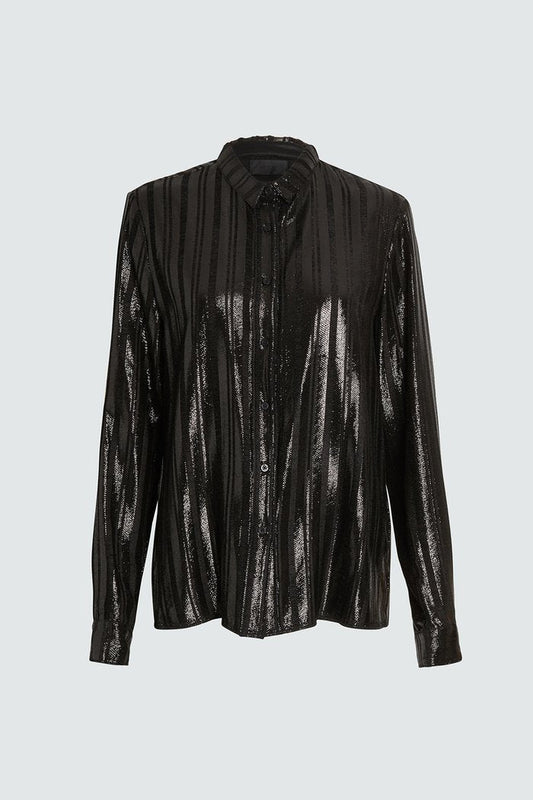 BLYTHE SHIRT | BLACK LUREX LINES