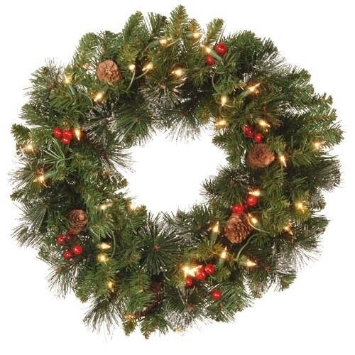 Pre-Lit Decorated Crestwood Spruce Artificial Christmas Wreath