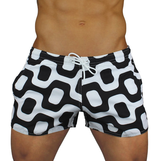 VOLLEY PAVEMENT SHORTS - WITH LINING - BLACK, RED OR BLUE - MEN'S SWIM TRUNKS