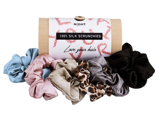 100% Silk Scrunchies - 6 Pack