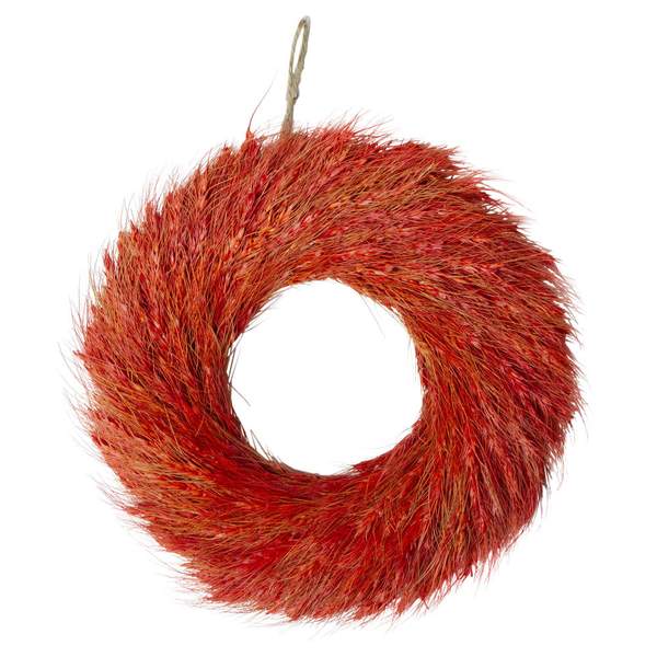 Red and Orange Ears of Wheat Fall Harvest Wreath