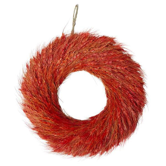 Red and Orange Ears of Wheat Fall Harvest Wreath