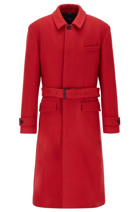 Relaxed-fit coat in virgin wool with detachable belt