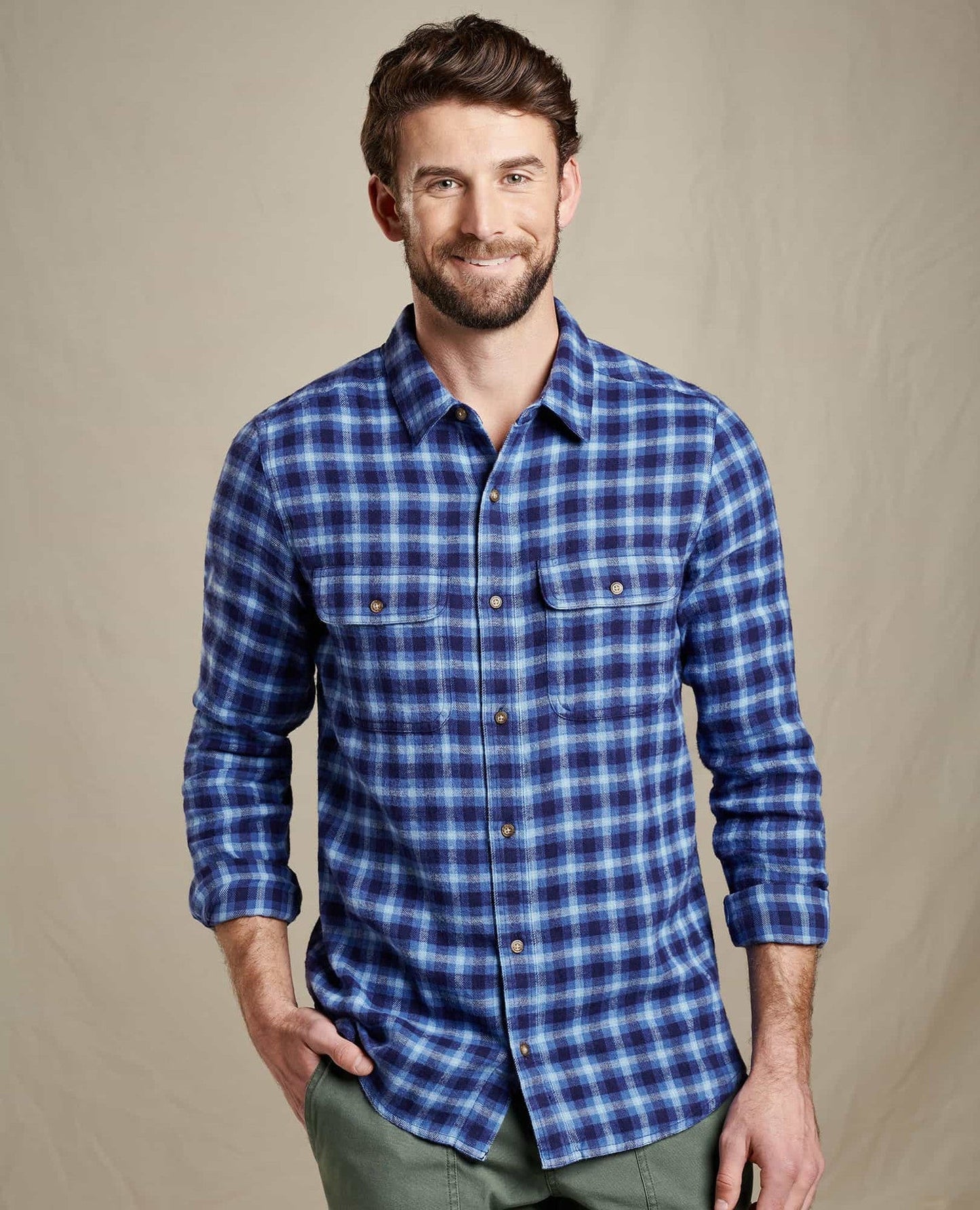 Indigo Flannel Long Sleeve Slim Shirt