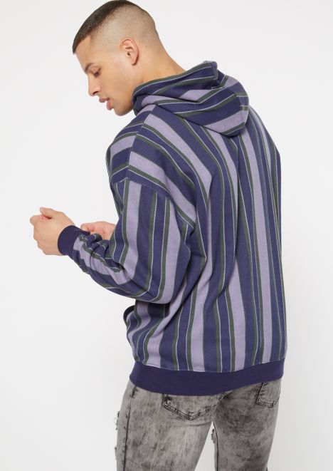 Blue Striped Los Angeles Embroidered Hoodie