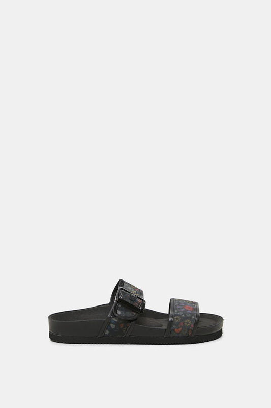 Sandals printed straps with buckle