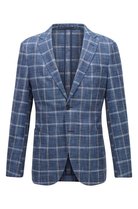 Slim-fit jacket in a plain-check fabric blend
